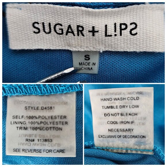 Sugar + Lips Midi Dress Small Blue Floral Lace Overlay Sleeveless Stretch NEW - Picture 10 of 11